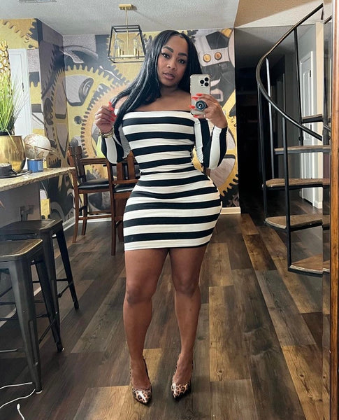 Striped Bodycon Dress Bodacious Bodywear