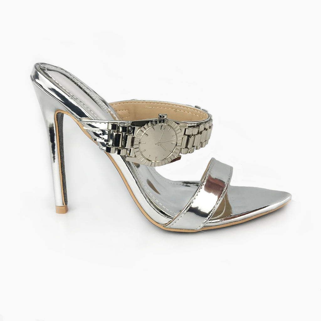 Rollie Rollie Mule Heel | Silver